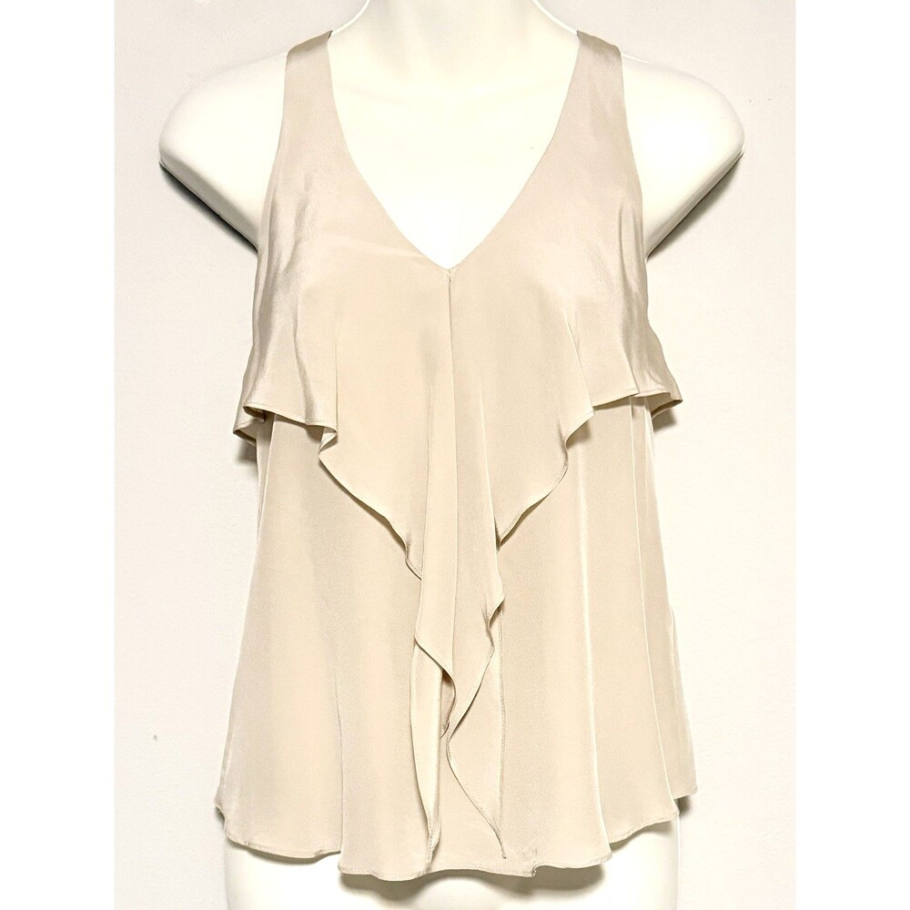Rory Beca 100% Silk Ruffle Tank Blouse Sz XS Racerback Boho Festival USA